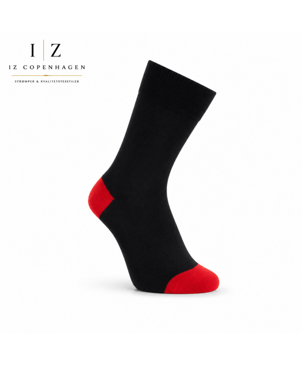 iZ Sock Copenhagen Bambusstrømper med Rød Hæl & Tå - Unisex | Bløde & Åndbare Bambusstrømper