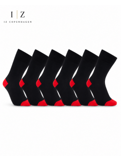 iZ Sock 6pak bambusstrømper i rød hæl og tå til unisex