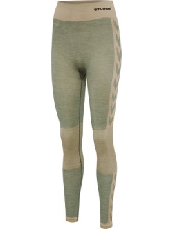 Hummel CLEA Seamless Mid Waist Tights i Vetiver Melange til kvinder
