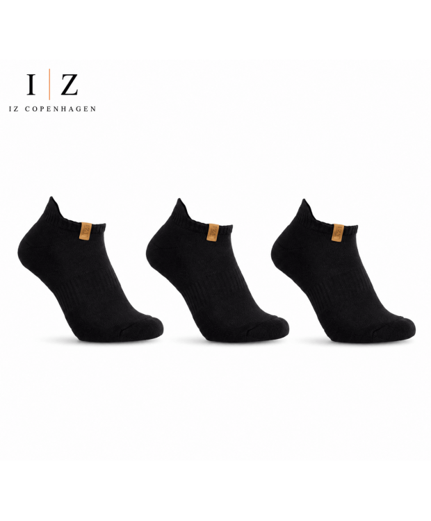 IZ Sock 3-pak sorte bomuldsankelstrømper – unisex