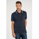Bison polo i Navy med grøn, brun og hvid stribe til herre