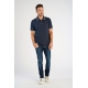 Bison polo i Navy med grøn, brun og hvid stribe til herre