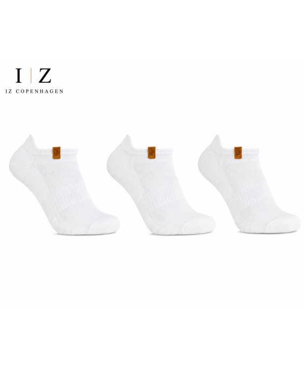 iZ Sock 3-pak Bomuld Ankelstrømper i Hvid | Bløde Sneakersokker til Herre & Dame