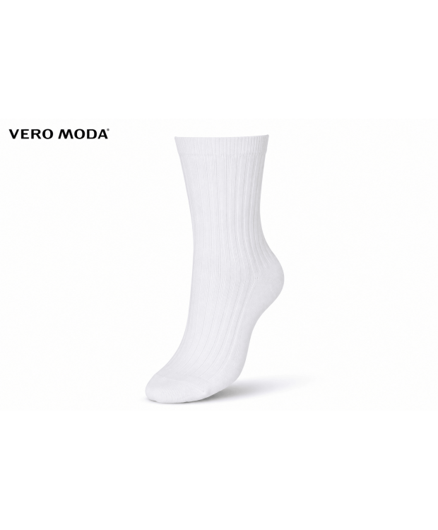 Vero Moda hvide bomuldsstrømper i One Size til kvinder – Bløde hverdagssokker - OUTLET