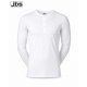 JBS langærmet bomulds t-shirt i hvid med knapper til herre