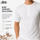 JBS halværmet Henley T-shirt i hvid med knapper til herre – L og XL