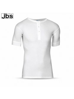 JBS halværmet T-shirt med knapper til herre – hvid – størrelse S, M, L, XL, 2XL og 3XL