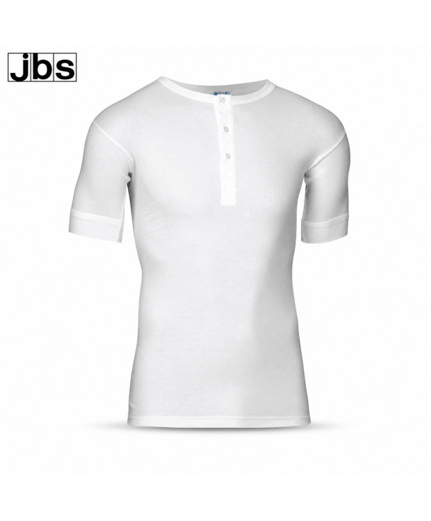 JBS Halværmet Bomulds T-shirt i Hvid med Knapper til Herre – 100% Bomuld Henley billede