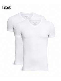 JBS T-shirts med V-hals i hvid 2-pak til herre – L og 2XL
