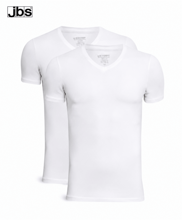 JBS 2-pak Bambus T-shirt med V-hals i Hvid til Herre – Blød, Åndbar & Temperaturregulerende billede