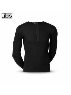 JBS langærmet bomulds t-shirt i sort med knapper til herre