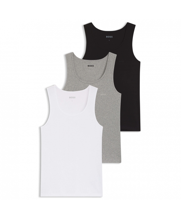 BOSS 3P Tank Top RibClassic Sort/Grå bomuld Medium Herre