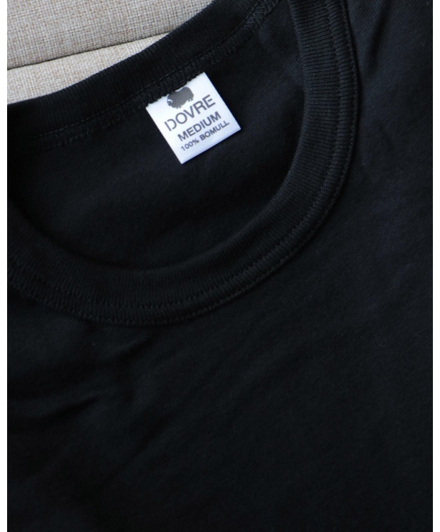 DOVRE Bomulds T-shirt i Sort med Rund Hals til Herre - 100% Bomuld