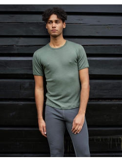 Dovre mørkegrøn uld-T-shirt med rund hals til herre – S–2XL