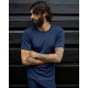 Dovre navy uld-T-shirt med rund hals til herre – S–2XL
