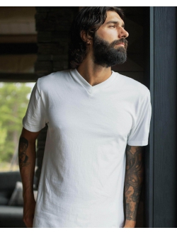  DOVRE Bomuld T-shirt i Hvid med V-hals til Herre – 100% Bomuld