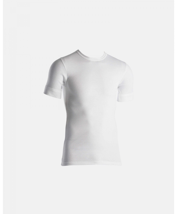 DOVRE Bomuld T-shirt 1/4 ærme i Hvid med Rund Hals til Herre – 100% Bomuld