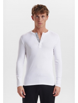 JBS hvid langærmet Grandad T-shirt til herre – aktive størrelser XL, 2XL og 3XL