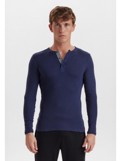JBS navy langærmet Grandad T-shirt til herre – aktive størrelser S, M, L og XXL