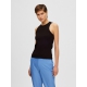 Selected ribbet tanktop i sort til kvinder