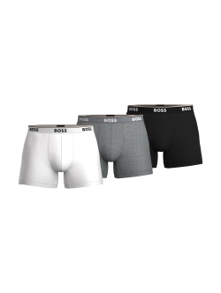BOSS 3pak underbukser/boksershorts med signaturstribe i sort, mørkegrå og lysegrå til herre.