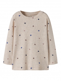 Name It NMFNUTTI langærmet bluse med hjerter til piger