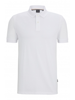 BOSS poloshirt med økologisk bomuld i hvid til herre.
