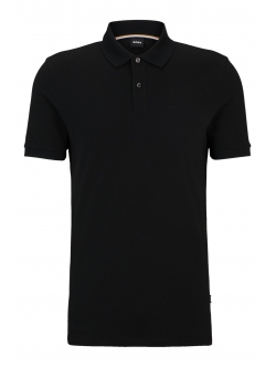BOSS sort poloshirt i økologisk bomuld til herre, S og XXL, outlet