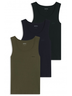 BOSS 3pak tank top i hvid, grå og sort til herre