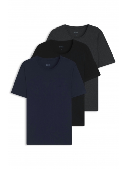 BOSS 3-pak T-shirts i Sort, mørkeblå og grå til herre – aktive størrelser: S, M, L, XL, 2XL