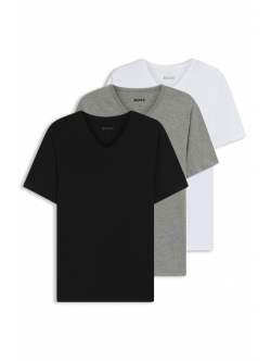 BOSS 3pak t-shirts med v-hals i forskellige farver til herre
