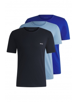 BOSS 3-pak t-shirts med rund-hals i forskellige blå farver til herre