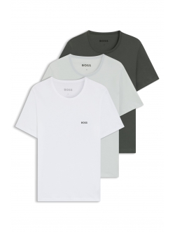 BOSS 3pak bomuld t-shirts i sort, grøn og hvid til herre | Regular fit