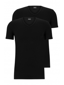BOSS 2-pak sorte V-hals T-shirts herre, M og 2XL