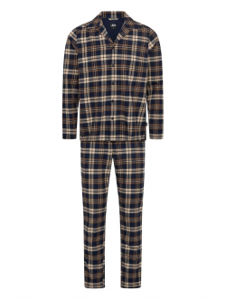 JBS Pyjamassæt i Ternet Brun til Herre – 100% Bomuld Nattøj