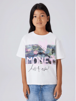 Name it "MONET" T-shirt i hvid til piger