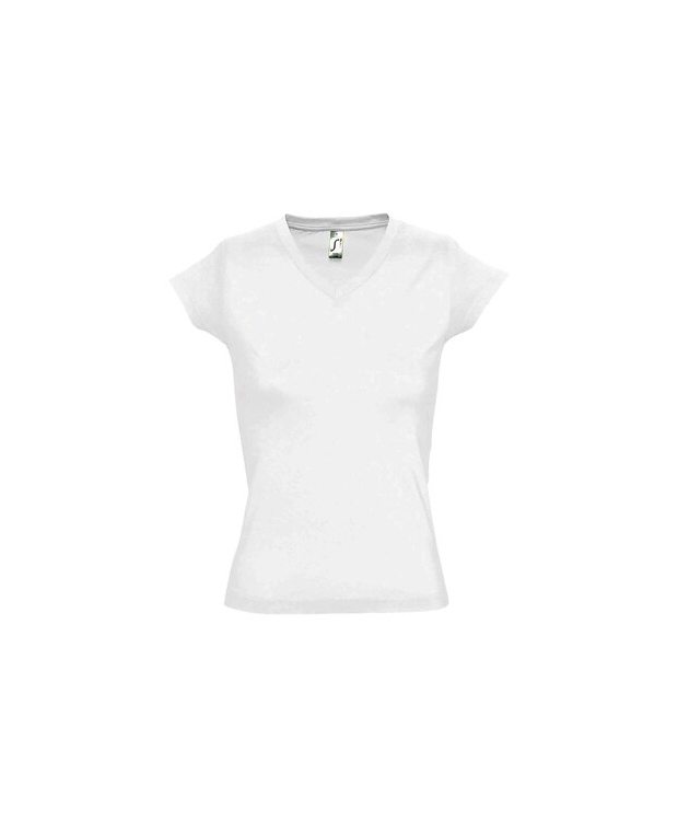Se Sols faconsyet - lækker V-hals T-shirts i klassisk hvid til kvinder. hos Sokkeposten.dk