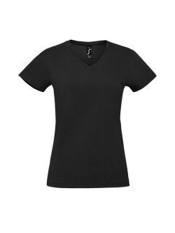 Sols faconsyet - lækker V-hals T-shirts i klassisk sort til kvinder.