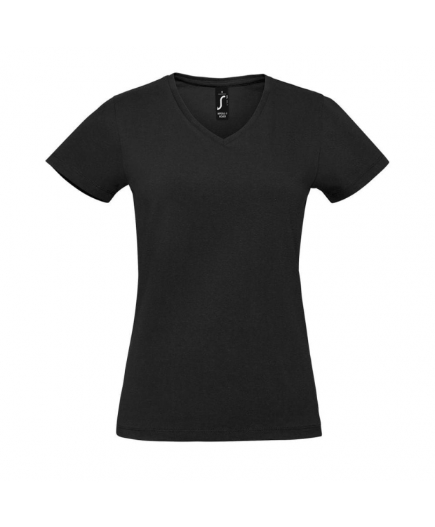 Billede af Sols faconsyet - lækker V-hals T-shirts i klassisk sort til kvinder.