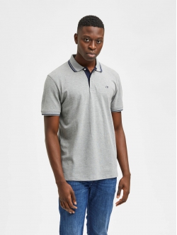 Selected grå polo i økologisk bomuld til herre, størrelse S, outlet