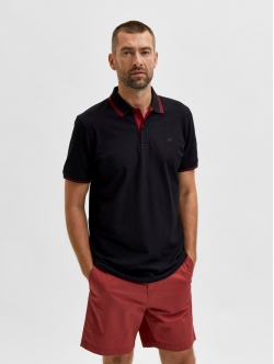 Selected sort polo i økologisk bomuld til herre, størrelse S, outlet