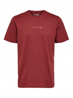 Selected Boris printet T-shirt i rød med rund hals til herre
