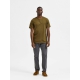 Selected Boris printet T-shirt i dark olive med rund hals til herre