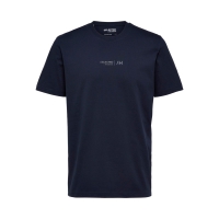 Selected Boris printet T-shirt i navy med rund hals til herre