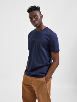 Selected Boris printet T-shirt i navy med rund hals til herre
