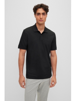 BOSS poloshirt med økologisk bomuld i sort til herre.