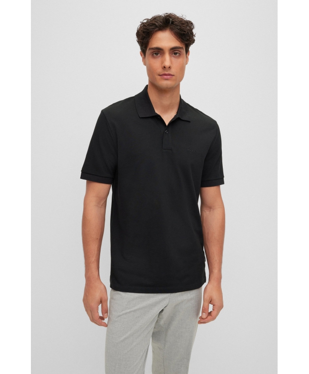 BOSS poloshirt med økologisk bomuld i sort til herre.