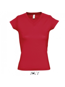 Sols faconsyet - lækker V-hals T-shirts i klassisk rød til kvinder. 2XL Rød