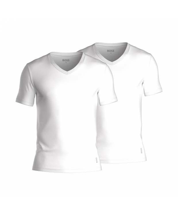 BOSS 2pak T-shirts med V-hals i hvid til herre.