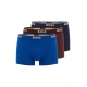 BOSS 3pak underbukser/boksershorts med stræk og logo-linning i blå, bordeauxrød & navy til herre.